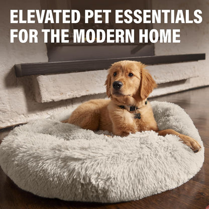 Plush Calming Dog Bed, Donut Dog Bed for Small Dogs, Medium & Large, anti Anxiety Dog Bed, Soft Fuzzy Calming Bed for Dogs & Cats, Comfy Cat Bed, Marshmallow Cuddler Nest Calming Pet Bed
