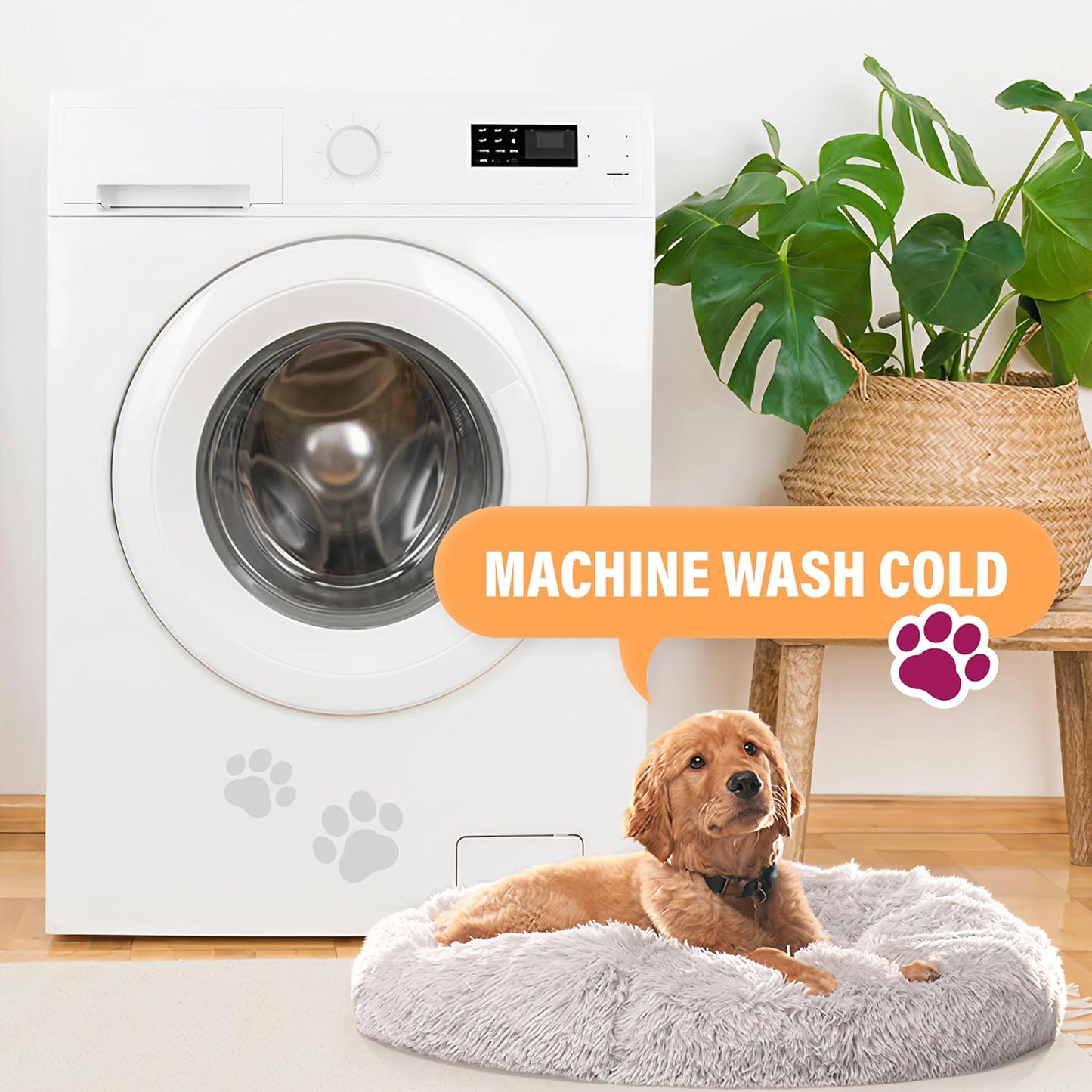 Plush Calming Dog Bed, Donut Dog Bed for Small Dogs, Medium & Large, anti Anxiety Dog Bed, Soft Fuzzy Calming Bed for Dogs & Cats, Comfy Cat Bed, Marshmallow Cuddler Nest Calming Pet Bed