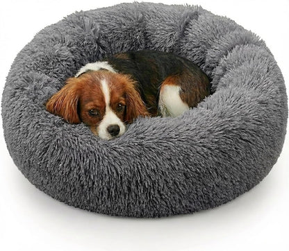 Plush Calming Dog Bed, Donut Dog Bed for Small Dogs, Medium & Large, anti Anxiety Dog Bed, Soft Fuzzy Calming Bed for Dogs & Cats, Comfy Cat Bed, Marshmallow Cuddler Nest Calming Pet Bed